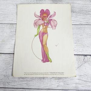 Vtg 1940s George Petty Ziegfeld Follies Pinup Girl Art Print 8.5x11 Flower